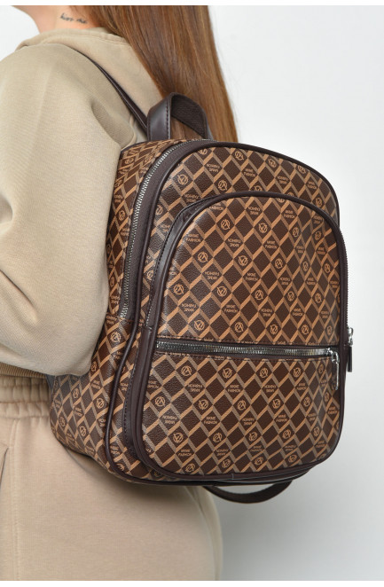 Рюкзак жіночий з принтом коричневого кольору 169328L