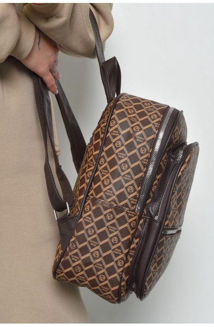 Рюкзак жіночий з принтом коричневого кольору 169328L