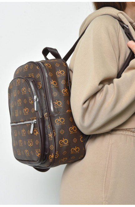 Рюкзак жіночий з принтом коричневого кольору 169334L