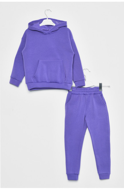 Спортивный костюм детский для девочки на флисе фиолетового цвета 169346L