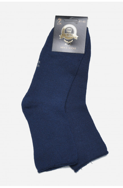 Шкарпетки чоловічи медичні махрові темно-синього кольору без гумки розмру 41-45 169402L