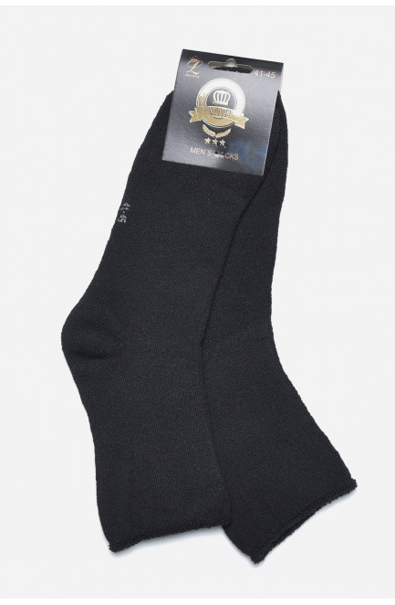 Шкарпетки чоловічи медичні махрові чорного кольору без гумки розмру 41-45 169424L
