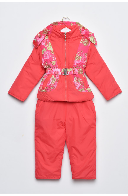 Куртка та напівкомбінезон дитячий для дівчинки єврозима коралового кольору 169431L