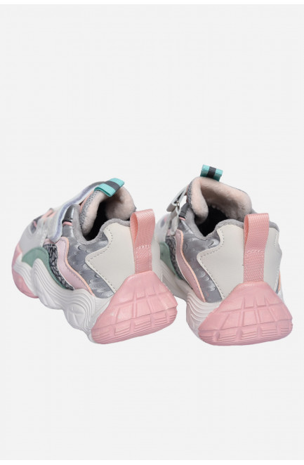 Кросівки дитячі для дівчинки на штучному хутрі рожевого кольору 169490L