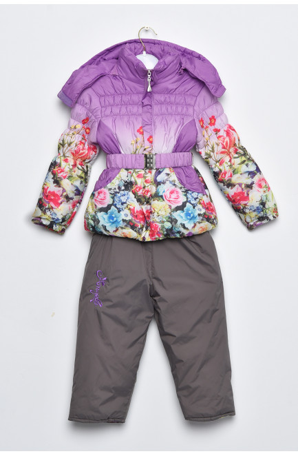 Куртка та напівкомбінезон дитячий для дівчинки єврозима фіолетового кольору 169526L