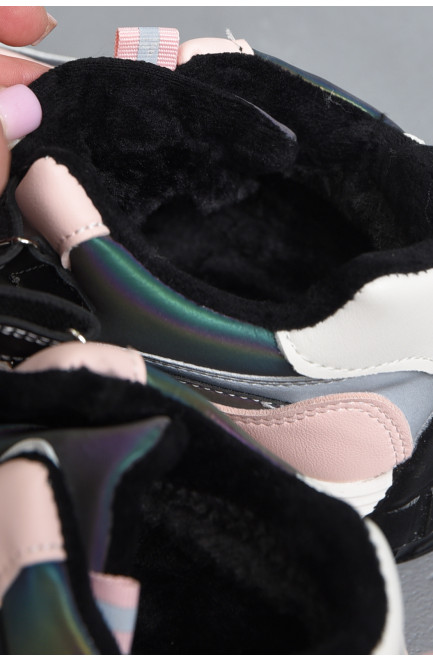 Кросівки дитячі для дівчинки на штучному хутрі рожевого кольору 169553L
