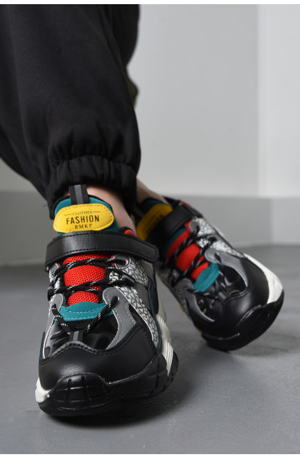 Кросівки дитячі для дівчинки на штучному хутрі чорного кольору 169569L