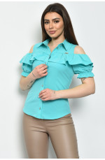 Блуза жіноча однотонна бірюзового кольору 169973L