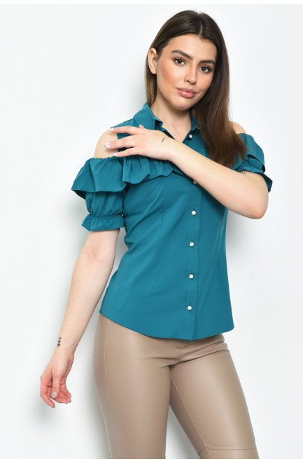 Блуза женская однотонная изумрудного цвета 169982L