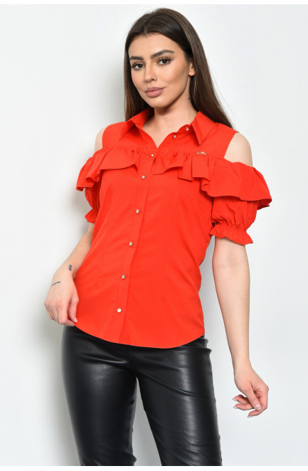 Блуза женская однотонная красного цвета 169989L