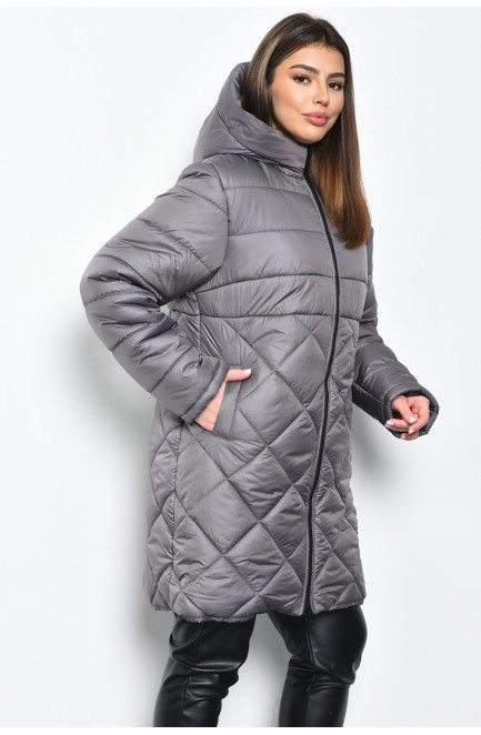 Куртка жіноча напівбатальна єврозима сірого кольору 170015L