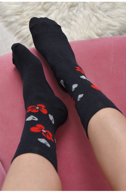 Шкарпетки жіночі з малюнком чорного кольору розмір 36-40 170146L