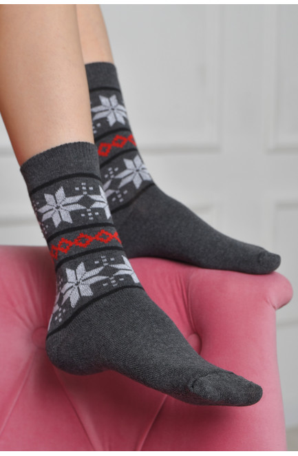 Шкарпетки жіночі з малюнком темно-сірого кольору розмір 36-40 170147L