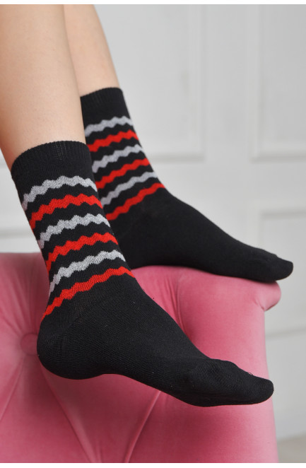 Шкарпетки жіночі з малюнком чорного кольору розмір 36-40 170149L