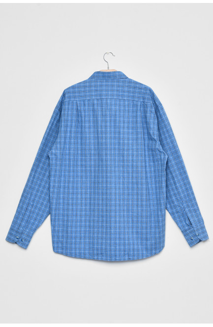 Рубашка мужская батальная голубого цвета в клеточку 170208L