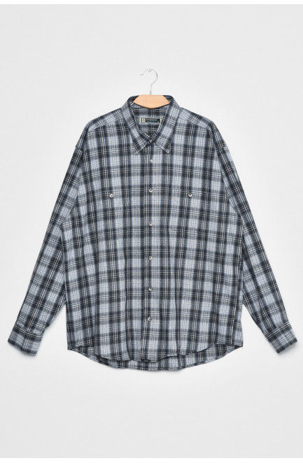 Рубашка мужская батальная серого цвета в клеточку 170209L