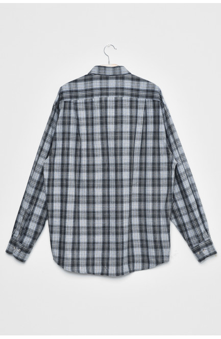 Рубашка мужская батальная серого цвета в клеточку 170209L