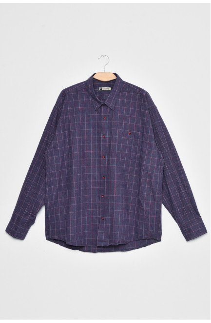 Рубашка мужская батальная фиолетового цвета в клеточку 170210L