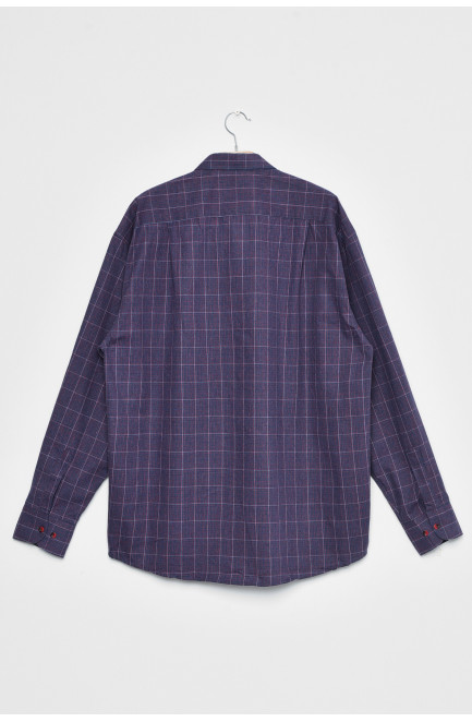 Рубашка мужская батальная фиолетового цвета в клеточку 170210L