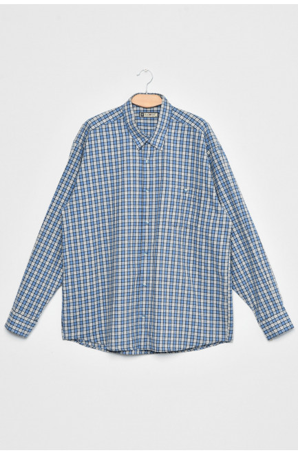 Рубашка мужская батальная голубого цвета в клеточку 170217L