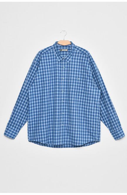 Рубашка мужская батальная  синего цвета в клеточку 170254L