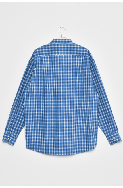 Рубашка мужская батальная  синего цвета в клеточку 170254L