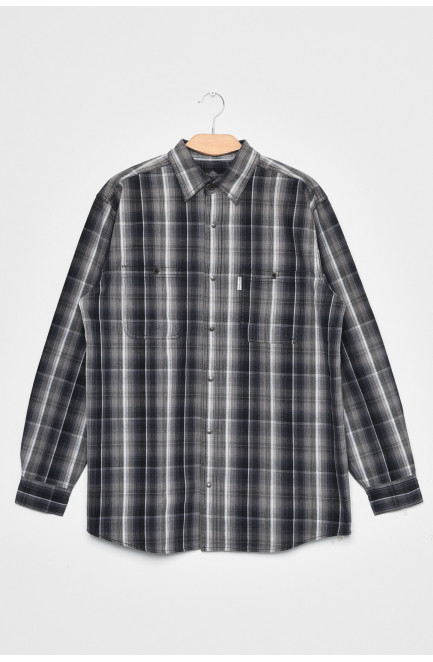 Рубашка мужская батальная серого цвета в полоску 170287L