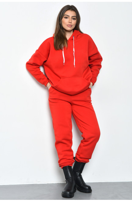 Спортивний костюм жіночий на флісі червоного кольору 170507L