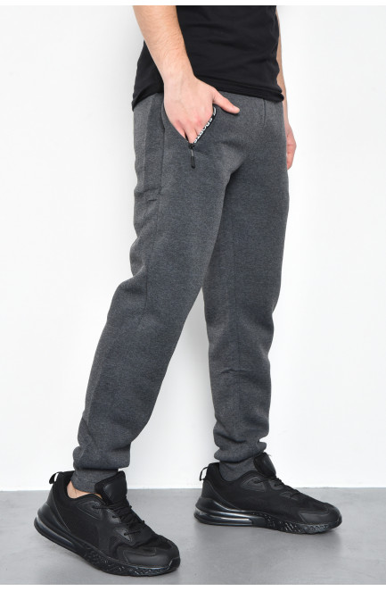 Спортивні штани чоловічі на флісі темно-сірого кольору 170526L