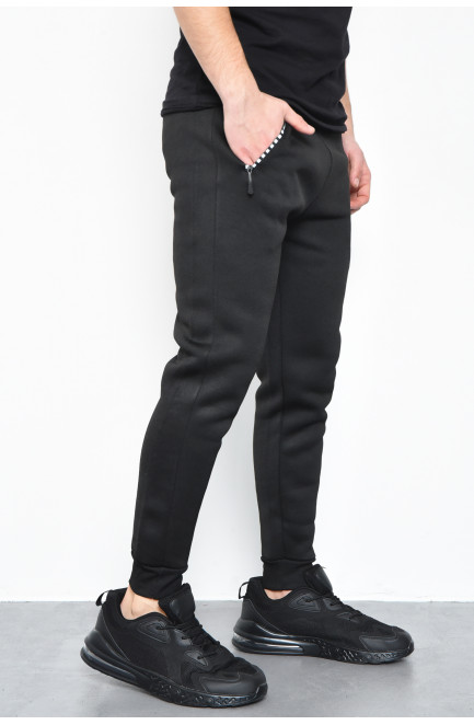 Спортивные штаны мужские на флисе черного цвета 170535L