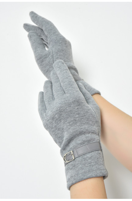 Перчатки женские на меху серого цвета 170550L