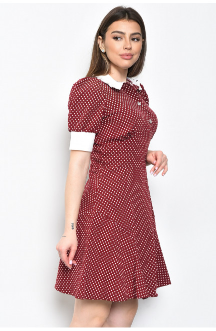 Платье женское в горошек бордового цвета 170630L