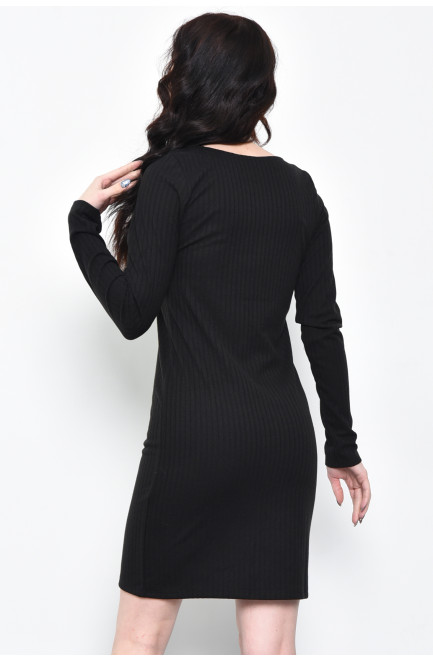 Платье женское однотонное черного цвета 170650L