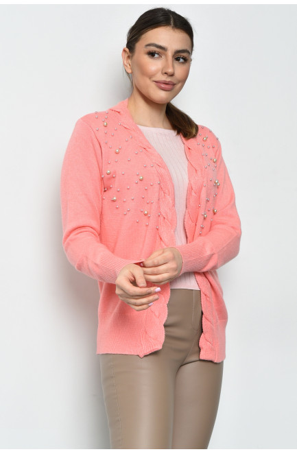 Кофта женская с бусинами темно-розового цвета размер 42-44 170711L
