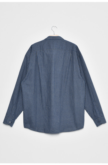 Рубашка мужская батальная синего цвета в клеточку 170856L