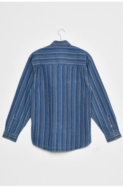 Рубашка мужская батальная синего цвета в полоску 170860L