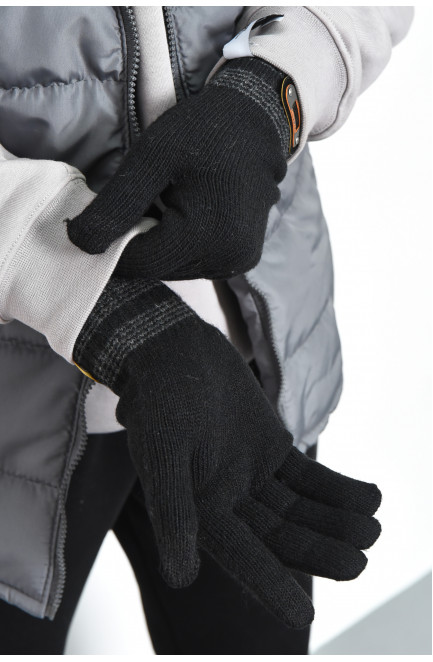 Перчатки мужские сенсорные акриловые  с начесом черного цвета 170925L