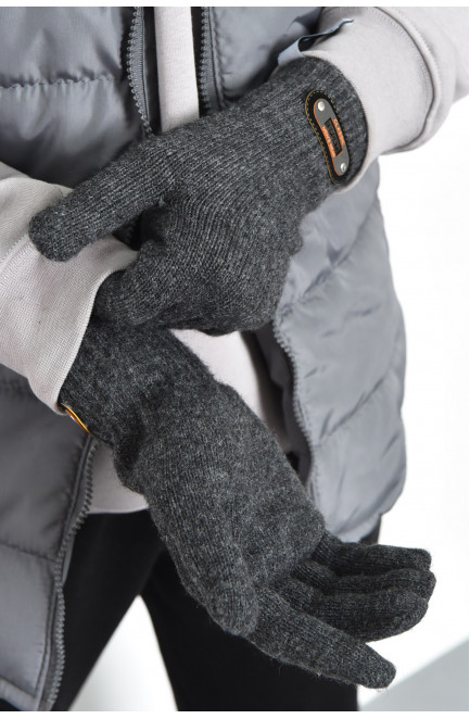 Перчатки мужские акриловые  с начесом серого цвета 170948L