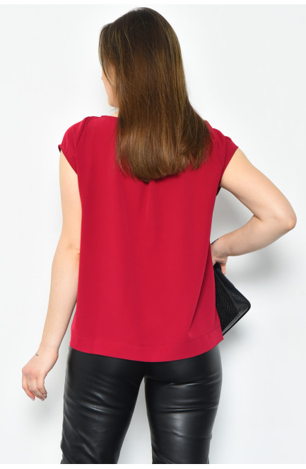 Блуза жіноча однотонна бордового кольору 171022L