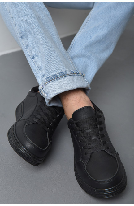 Кроссовки мужские черного цвета на шнуровке 171052L