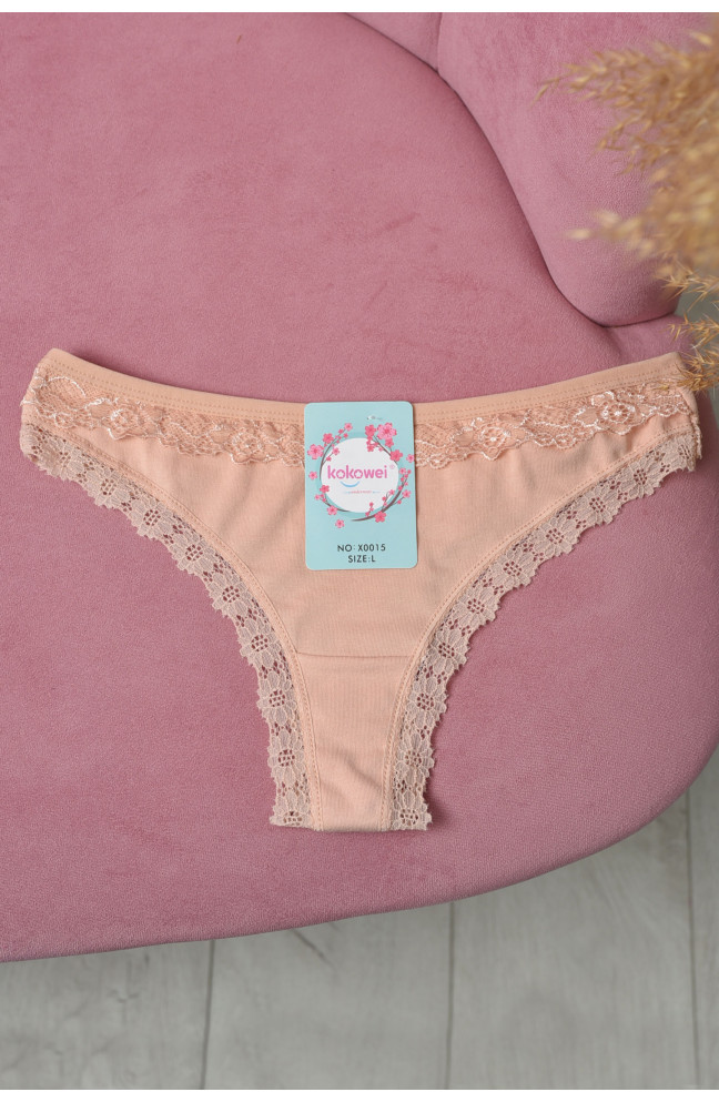 Стринги женские однотонные бежевого цвета 171392L