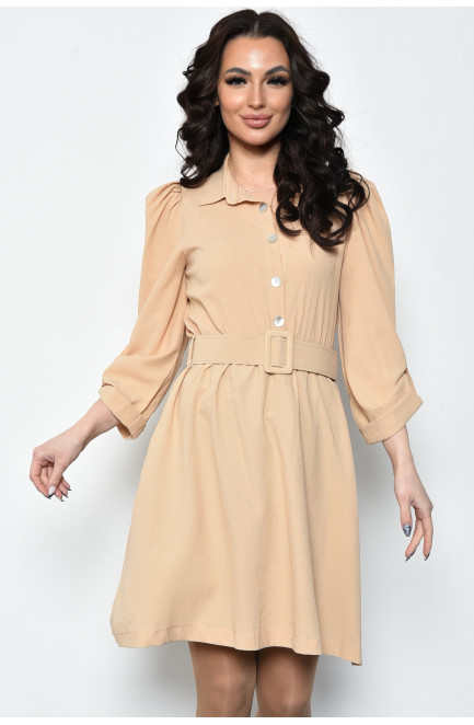 Сукня жіноча бежевого кольору з ременем 171477L