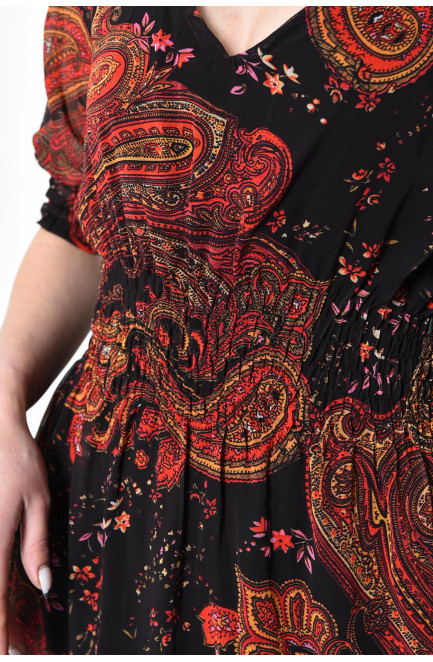 Платье женское шифоновое черного цвета с узором 171519L