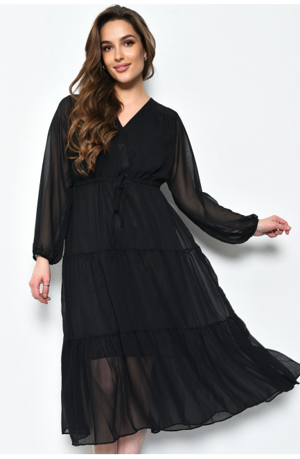 Платье женское шифоновое черного цвета 171568L