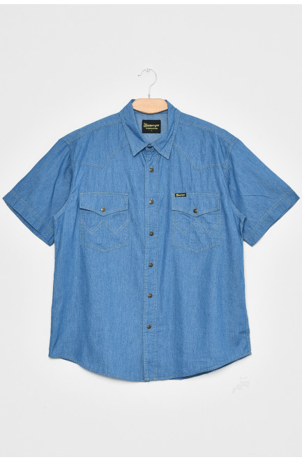 Рубашка мужская однотонная голубого цвета 171633L
