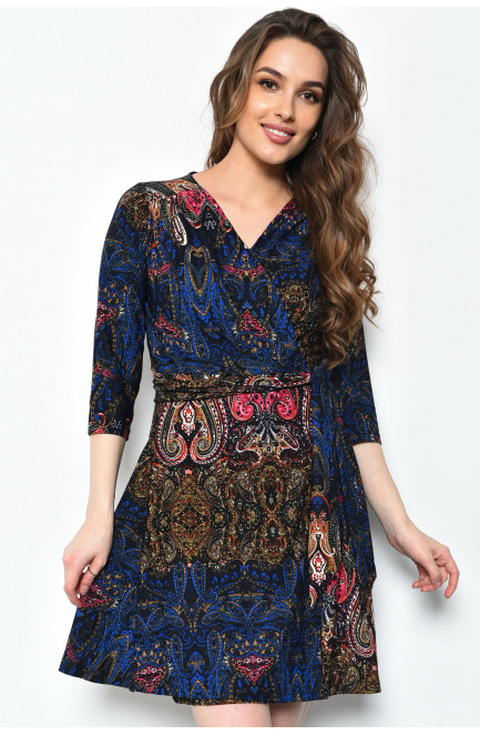 Платье женское черно-синего цвета с узорами 171644L