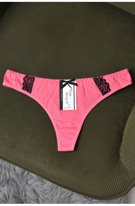 Стрінги жіночі з гіпюровими вставками рожевого кольору 171723L