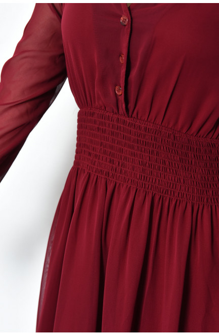 Платье женское шифоновое бордового цвета 171724L