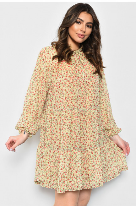 Сукня жіноча шифонова світло-салатового кольору в квіточку 171743L