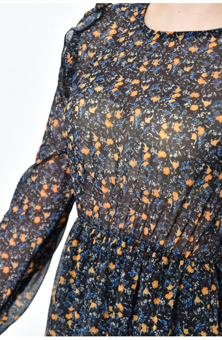 Сукня жіноча шифонове темно-синього кольоу в квітку 171762L